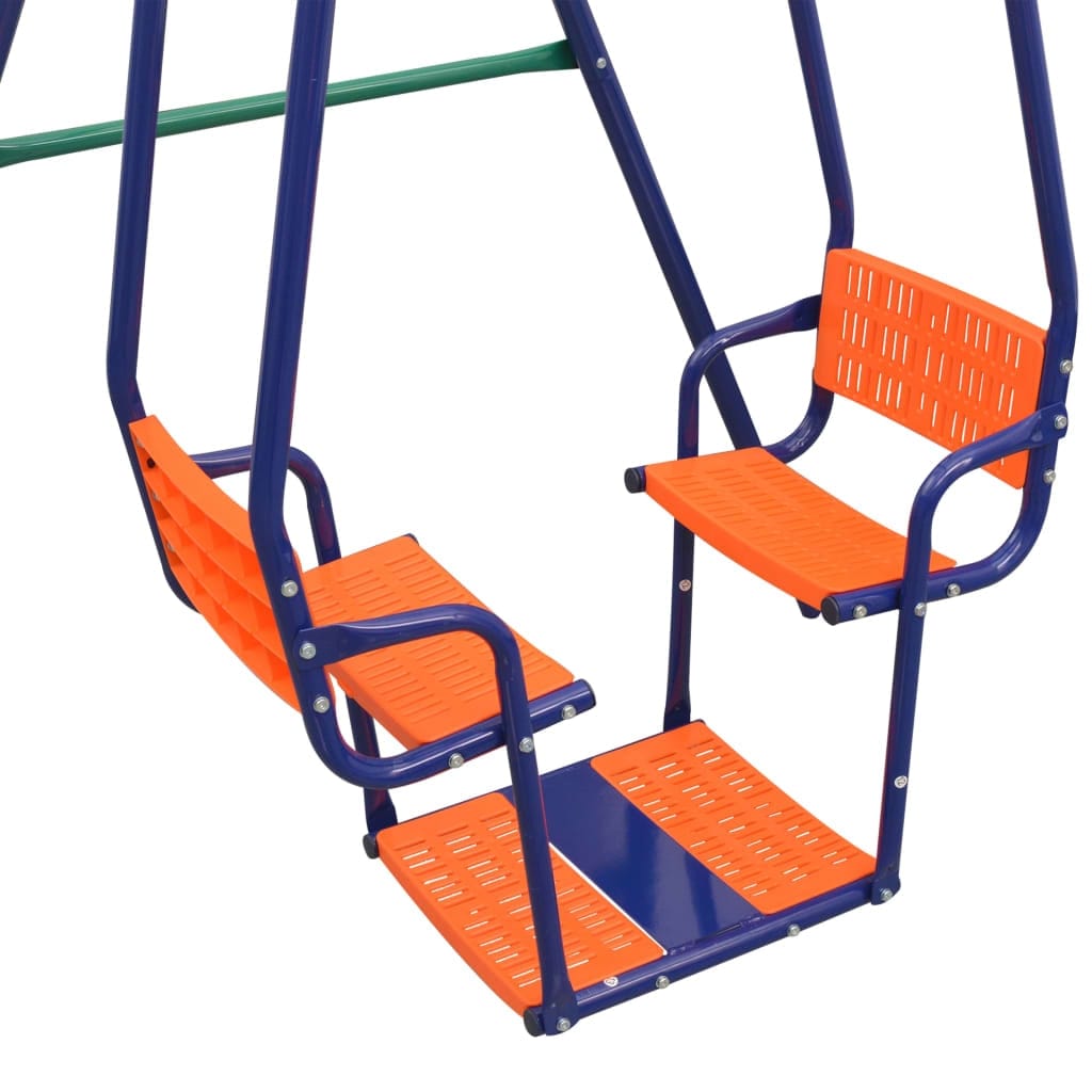 Set de joaca exterior din metal si plastic, pentru copii, cu leagane, Swing Bleumarin / Verde / Portocaliu, L302xl158xH180 cm (6)