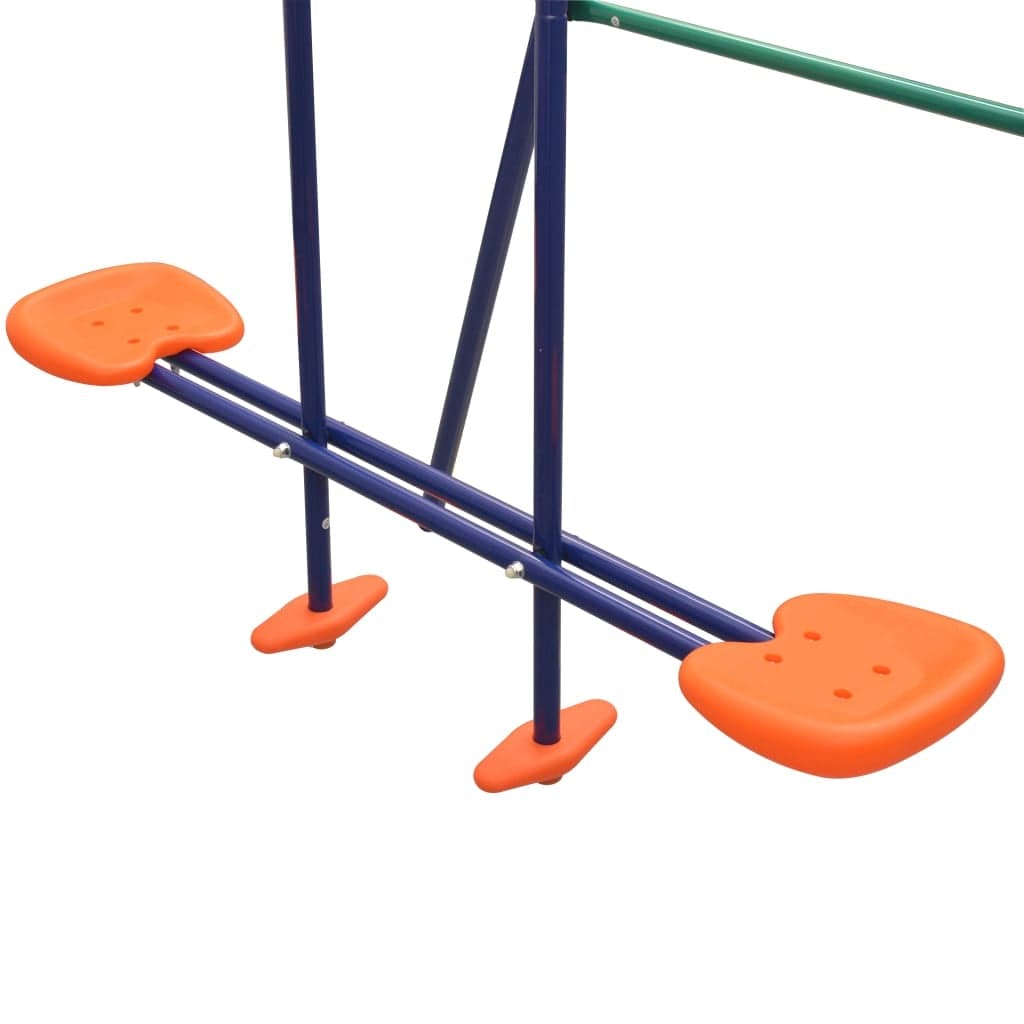 Set de joaca exterior din metal si plastic, pentru copii, cu leagane, Swing Bleumarin / Verde / Portocaliu, L302xl158xH180 cm (3)
