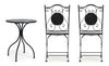 Set masa + 2 scaune pliabile pentru gradina / terasa, din ceramica si metal, Huston Multicolor / Negru, Ø60xH75 cm (5)
