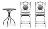 Set masa + 2 scaune pliabile pentru gradina / terasa, din ceramica si metal, Huston Multicolor / Negru, Ø60xH75 cm (3)