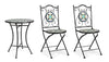 Set masa + 2 scaune pliabile pentru gradina / terasa, din ceramica si metal, Positano Multicolor / Negru, Ø60xH75 cm (2)