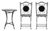 Set masa + 2 scaune pliabile pentru gradina / terasa, din ceramica si metal, Positano Multicolor / Negru, Ø60xH75 cm (5)