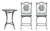 Set masa + 2 scaune pliabile pentru gradina / terasa, din ceramica si metal, Positano Multicolor / Negru, Ø60xH75 cm (3)