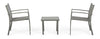 Set masa de cafea + 2 scaune pentru gradina / terasa, din sticla, material textil si metal, Auri Grej, L45xl45xH38 cm (1)