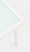 Set masa de cafea + 2 scaune pentru gradina / terasa, din sticla, material textil si metal, Auri Gri / Alb, L45xl45xH38 cm (6)