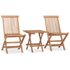 Set masa + 2 scaune pliabile pentru gradina / terasa, din lemn de tec, Gino Natural / Gri, L50xl50xH50 cm (1)