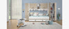 Set Mobila dormitor din pal, pentru copii, 6 piese, Kiki Alb / Nude, 200 x 90 cm
