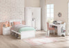 Set Mobila dormitor din pal, pentru tineret 5 piese Selena Grey Alb / Gri, 200 x 120 cm