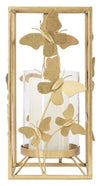 Suport lumanare din metal si sticla Butterfly Glam Auriu, l14xA14xH29 cm (2)