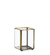 Suport lumanare din sticla si metal, Square Bezel Transparent / Alama, L8xl8xH10 cm