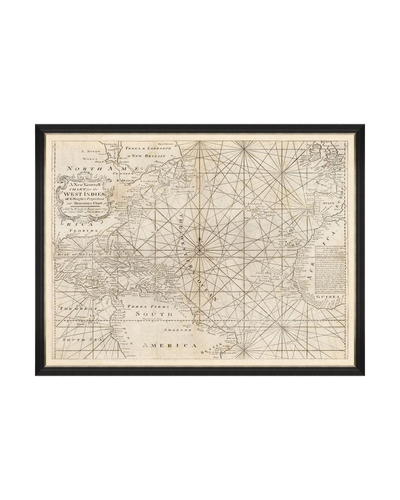 Tablou Framed Art Map of West Indies 1716, 120 x 90 cm