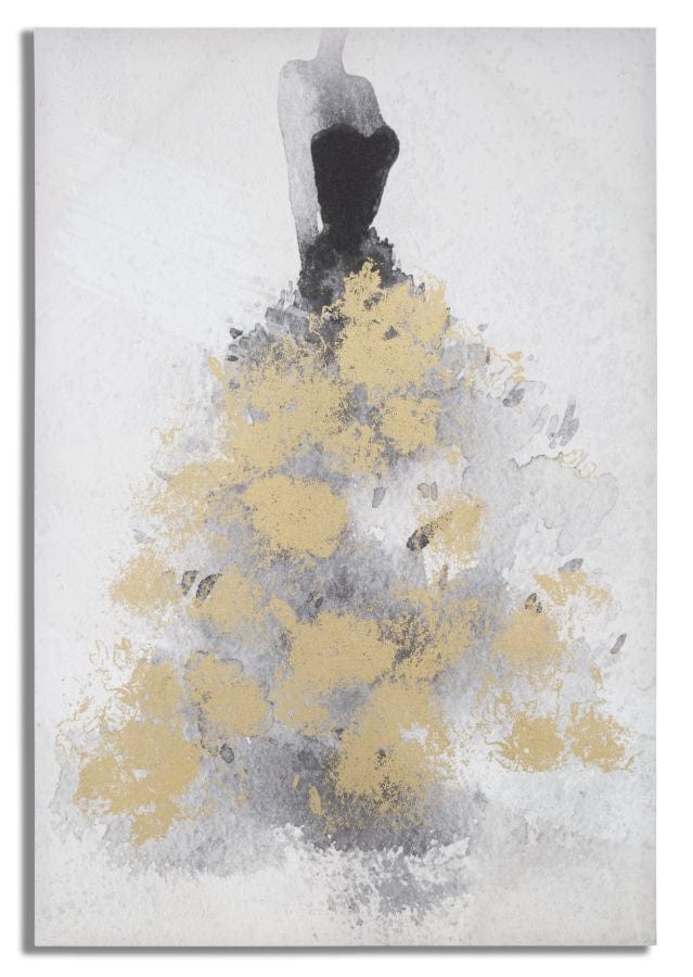 Tablou pictat manual, Gold Dancer Multicolor, 80 x 120 cm