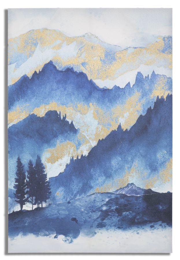 Tablou pictat manual, Mountain Tree Multicolor, 80 x 120 cm