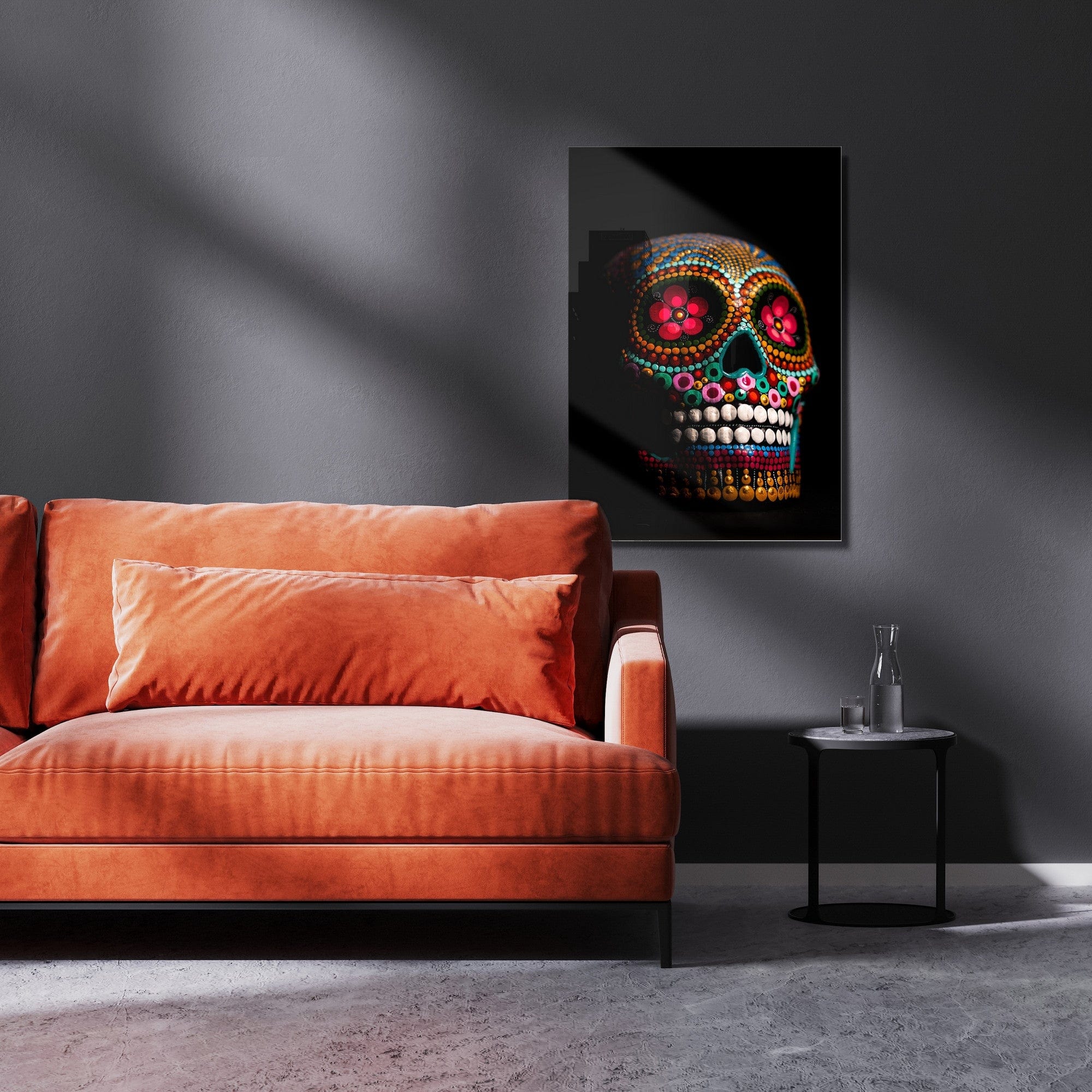 Tablou Sticla Colorful Skull 1132 Multicolor, 30 x 45 cm (1)