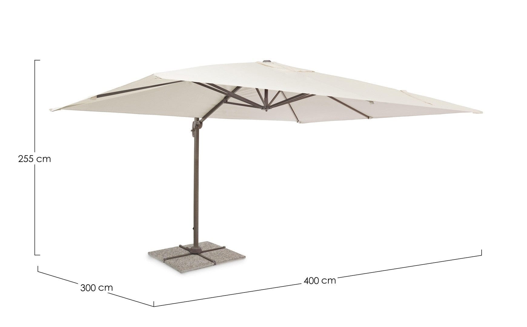 Umbrela de soare suspendata, Dallas Ivoir, L400xl300xH255 cm (2)