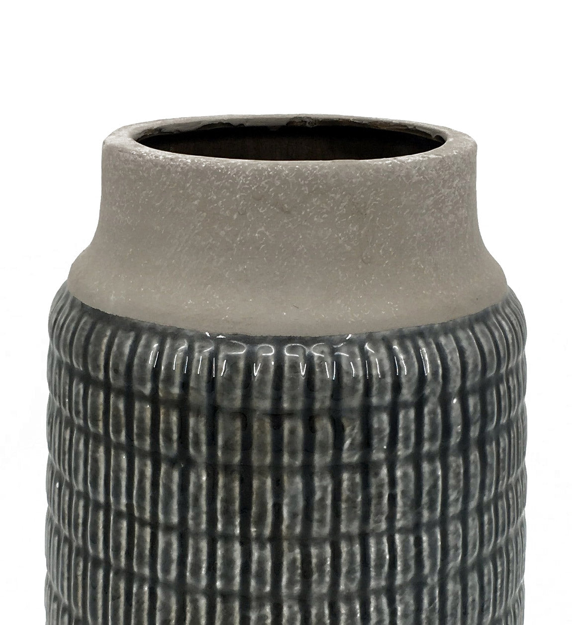 Vaza decorativa din ceramica, Tian Relief Gri, Ø20xH33 cm (1)