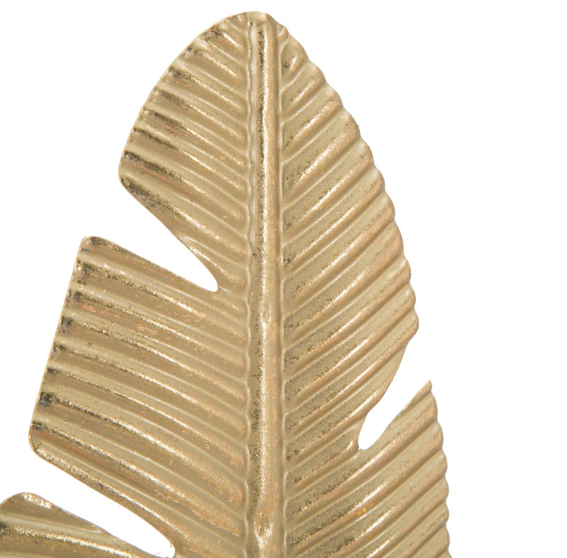 Decoratiune metalica cu suport lumanare, Leaf Glam Auriu / Negru, L10xl10xH34 cm (3)