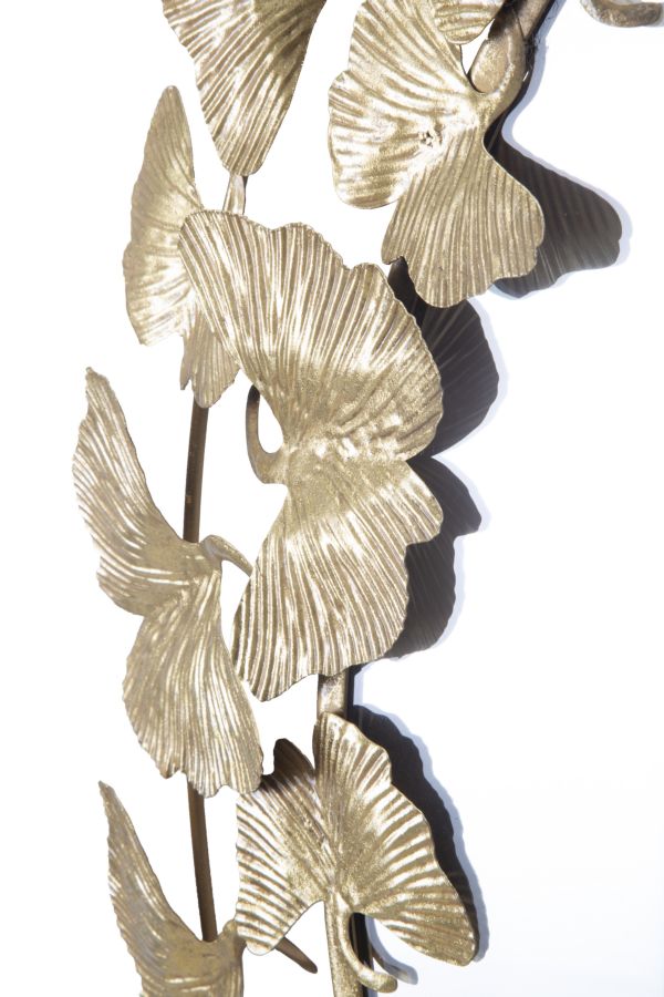 Oglinda decorativa din metal, Leaf Round Auriu, Ø87 cm (1)