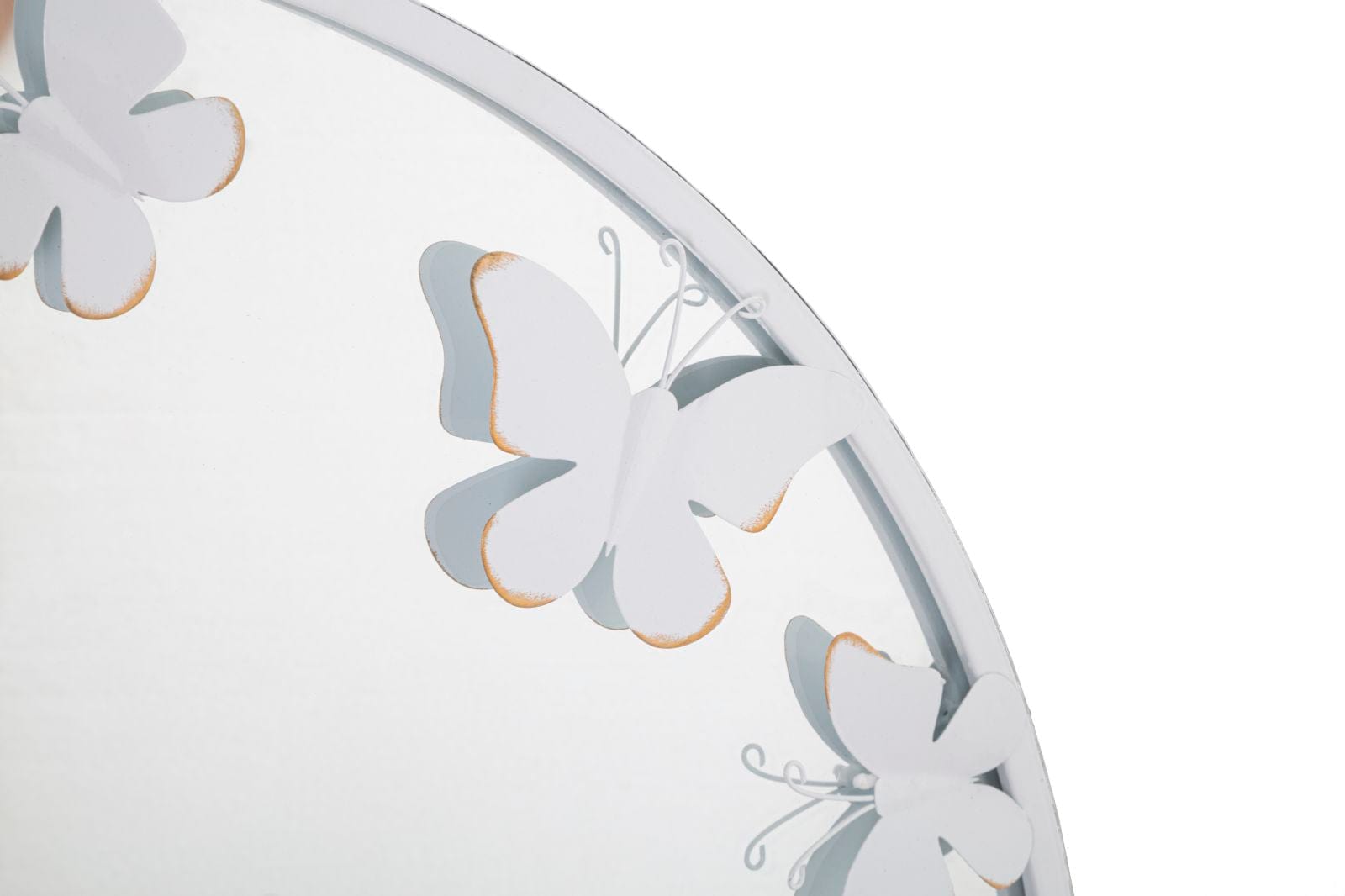 Oglinda decorativa din metal, Butterfly Alb / Auriu, Ø62,5 cm (2)