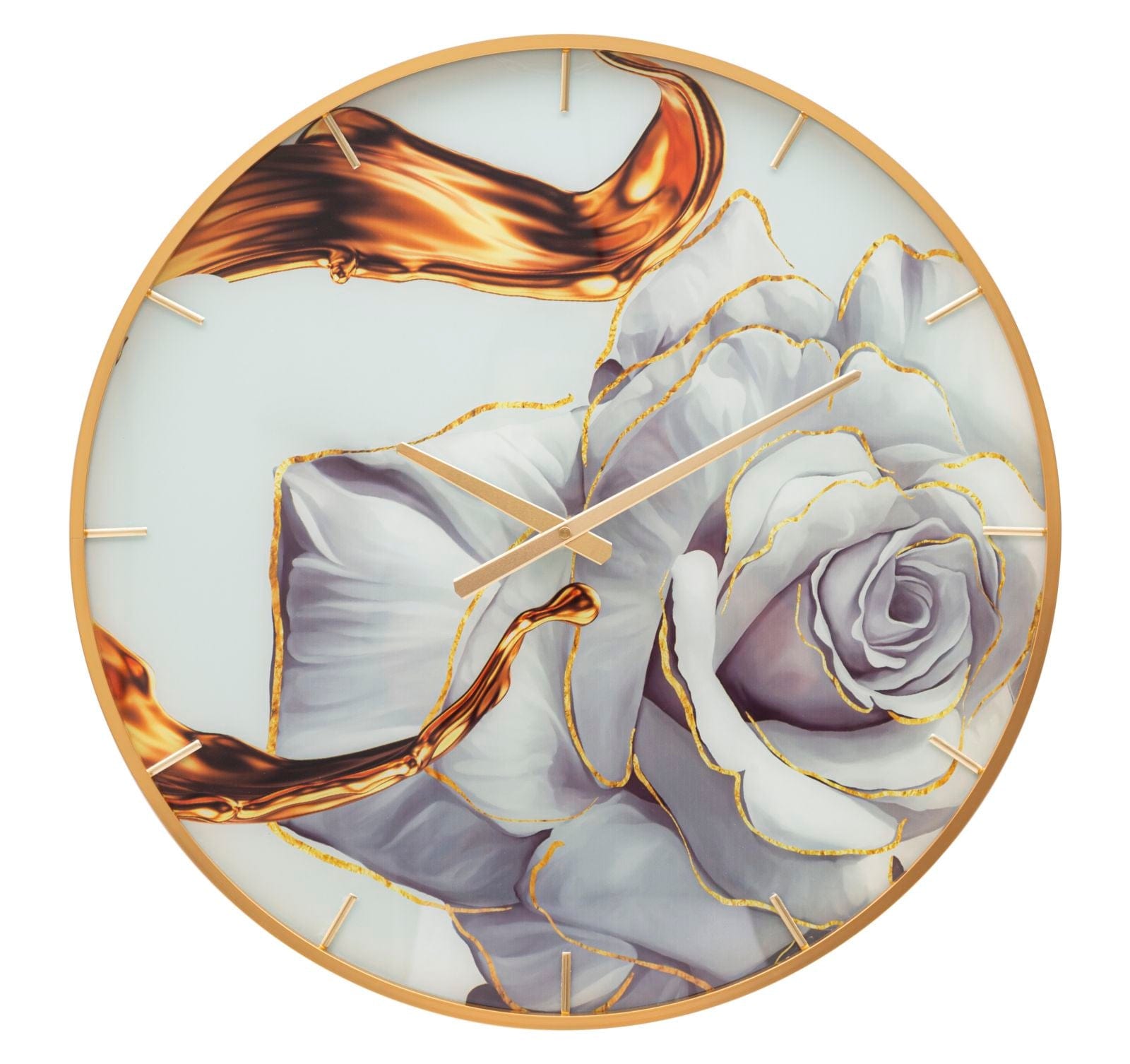 Ceas de perete din sticla, Rose Multicolor, Ø60 cm
