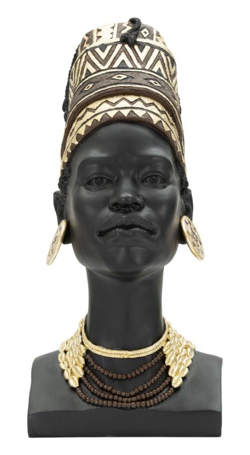 Decoratiune din polirasina, Massai Woman Cup Negru / Auriu, L21,5xl27,5xH45 cm
