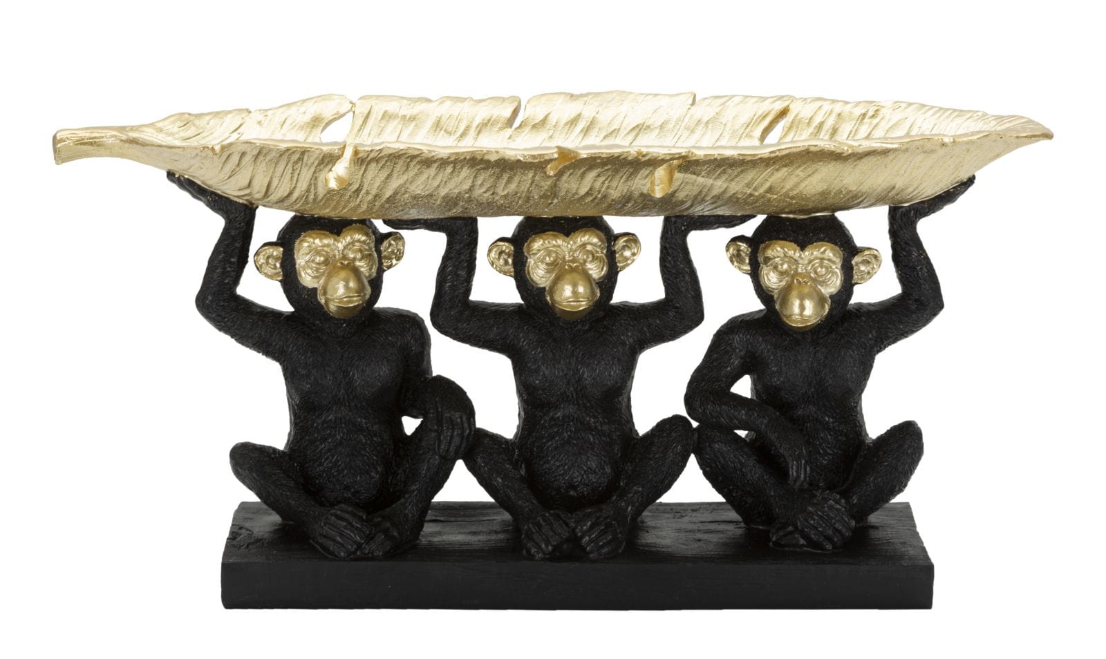 Decoratiune din polirasina, Monkey Tris Negru / Auriu, L43xl15,7xH20 cm