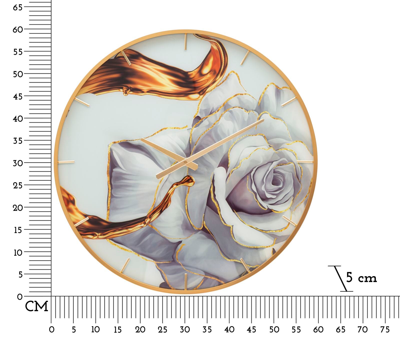 Ceas de perete din sticla, Rose Multicolor, Ø60 cm (5)