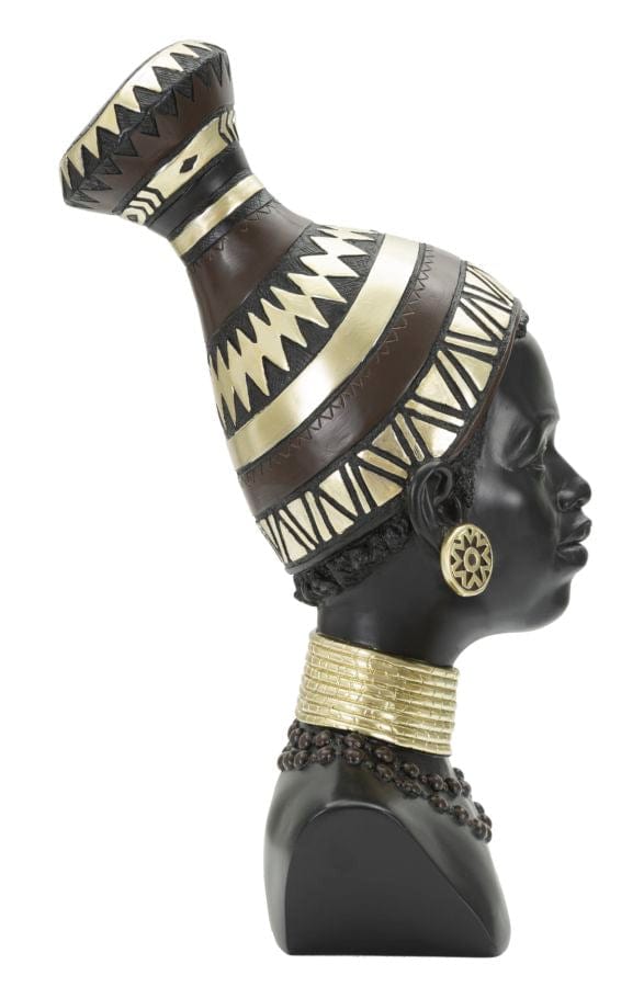 Decoratiune din polirasina, Massai Woman Tribe Negru / Auriu, L23xl19xH38,5 cm (1)