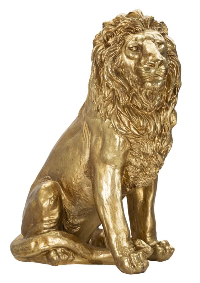 Decoratiune din polirasina, Lion Auriu, L67xl36,5xH80 cm