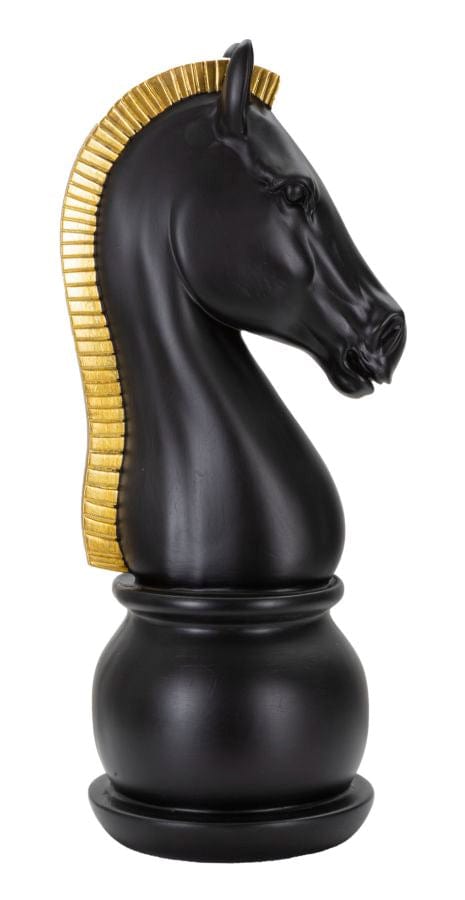 Decoratiune din polirasina, Horse Tall Negru / Auriu, Ø18,5xH50 cm