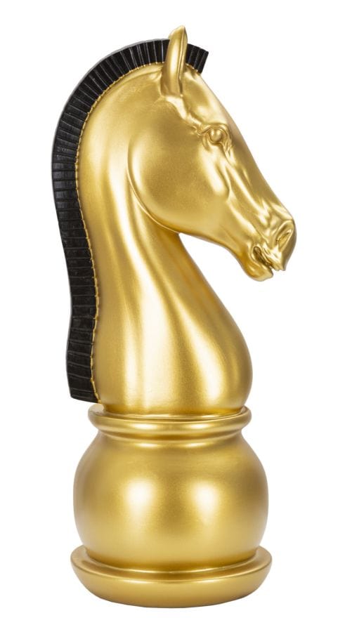 Decoratiune din polirasina, Horse Glam Tall Auriu / Negru, Ø18,5xH50 cm
