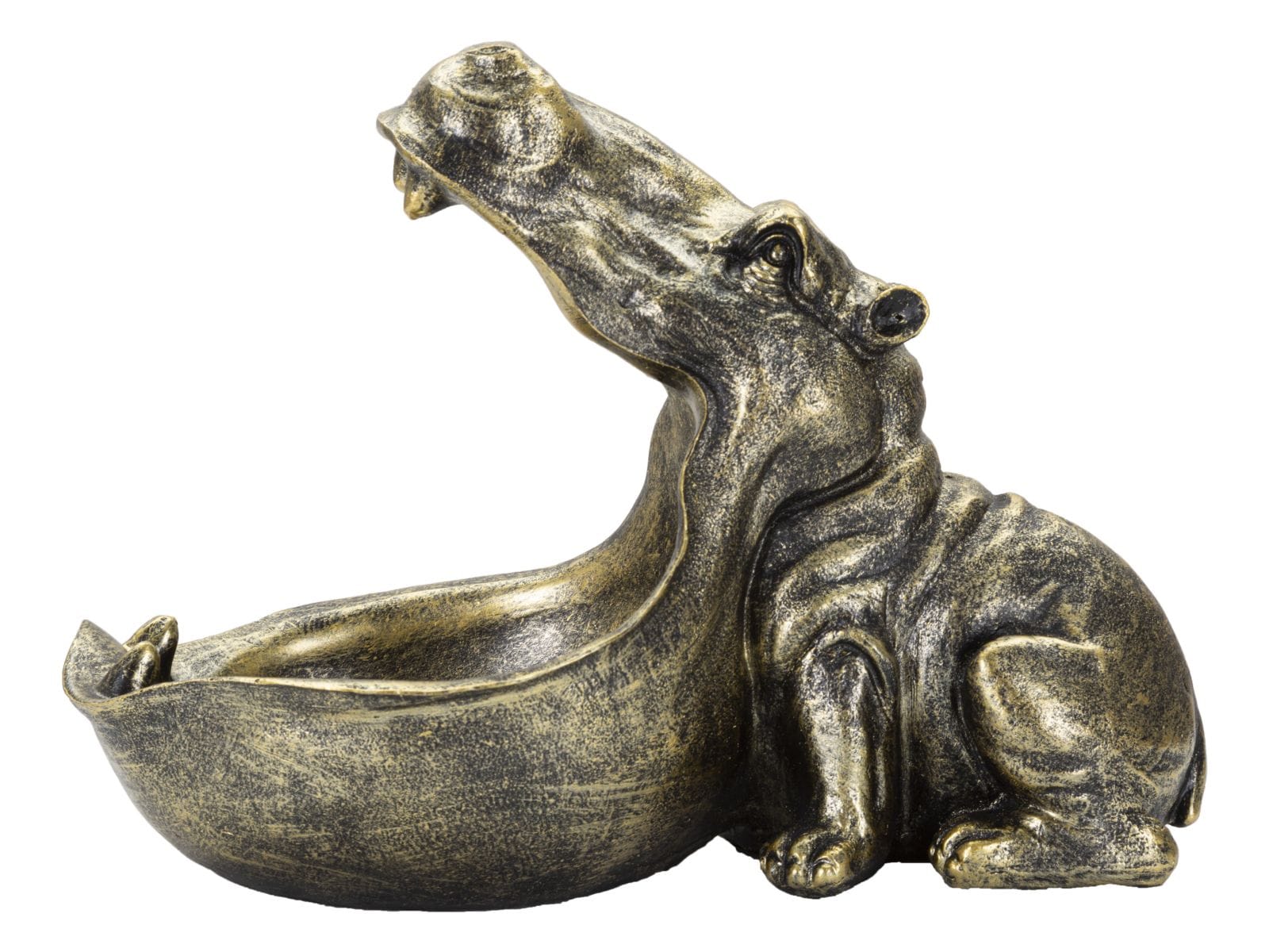 Decoratiune din polirasina, Hipopotamus Auriu Antichizat, L30xl16xH22 cm (2)