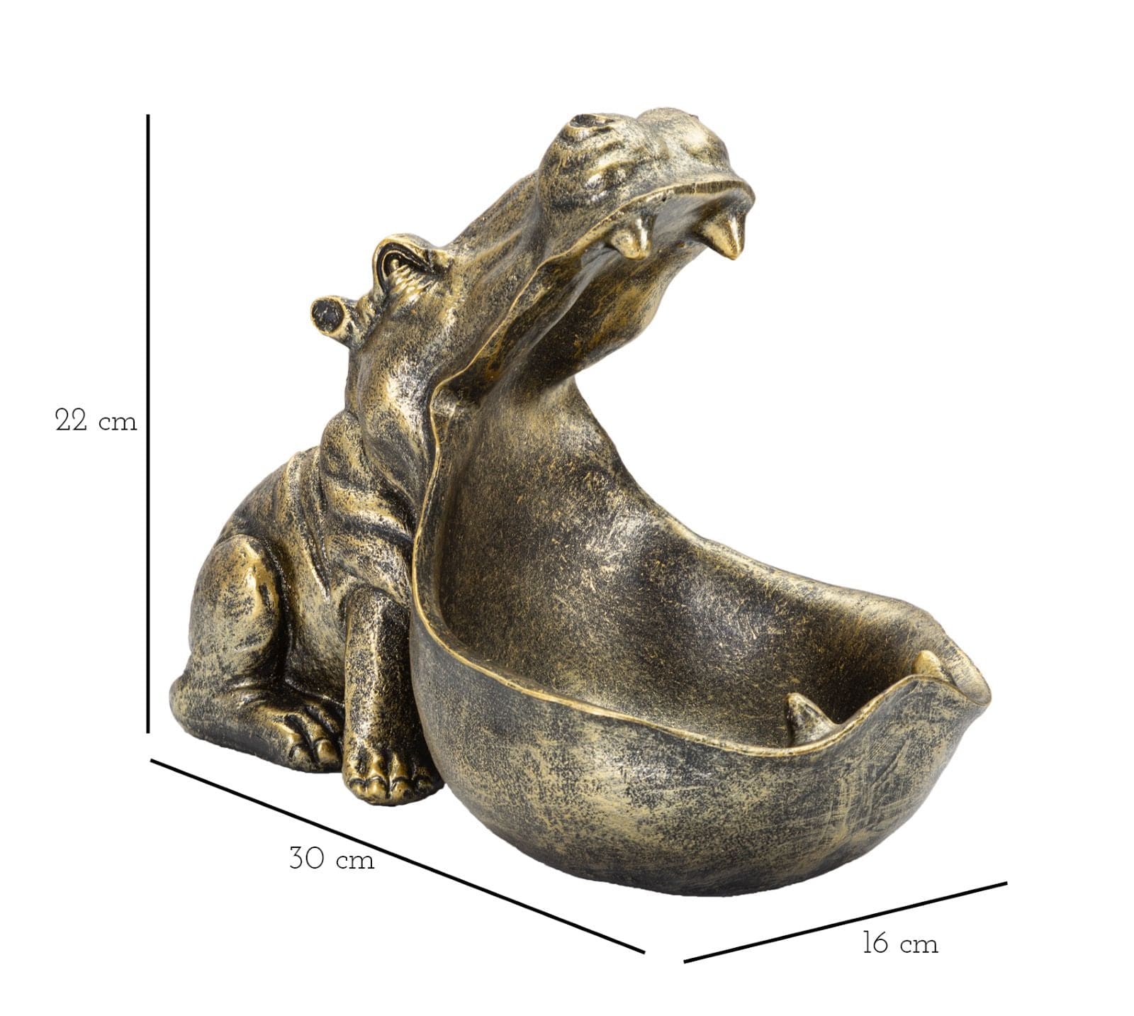 Decoratiune din polirasina, Hipopotamus Auriu Antichizat, L30xl16xH22 cm (8)