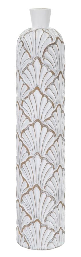 Vaza decorativa din polirasina, Panama Tall Alb Antichizat, Ø15,5xH74 cm