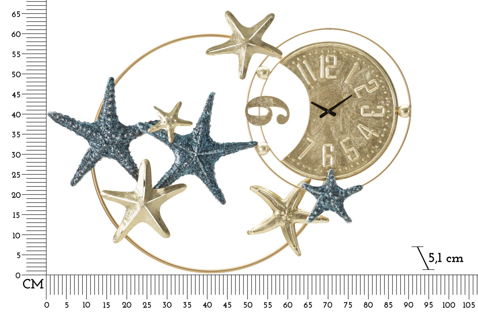 Ceas de perete din metal, Sea Star Multicolor, l91,4xH67,3 cm (5)