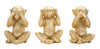 Set 3 decoratiuni din polirasina, Monkey Auriu, L13xl14xH19,5 cm