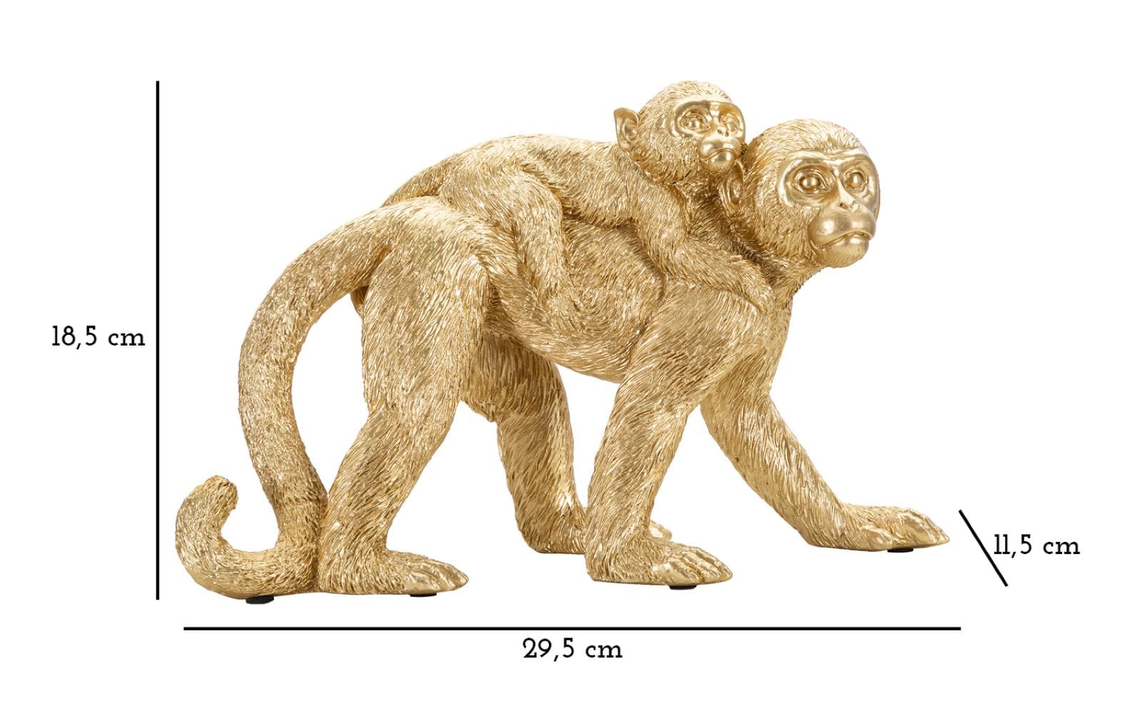 Decoratiune din polirasina, Monkey Mom Auriu, L29,5xl11,5xH18,5 cm (5)