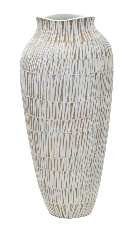 Vaza decorativa din polirasina, Stiky Auriu / Alb, Ø23xH50 cm