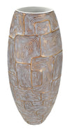 Vaza decorativa din polirasina, Eclips Tower Auriu / Alb, L25,5xl12,5xH69,5 cm (1)