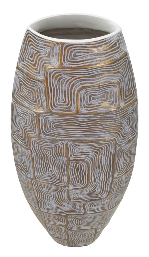 Vaza decorativa din polirasina, Eclips Tower Auriu / Alb, L24xl11,5xH59,5 cm (1)