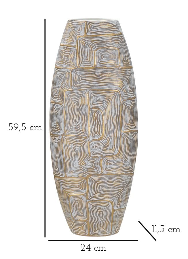 Vaza decorativa din polirasina, Eclips Tower Auriu / Alb, L24xl11,5xH59,5 cm (6)