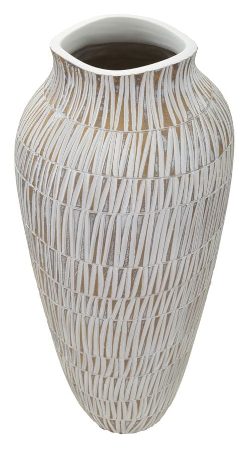 Vaza decorativa din polirasina, Stiky Auriu / Alb, Ø23xH50 cm (1)