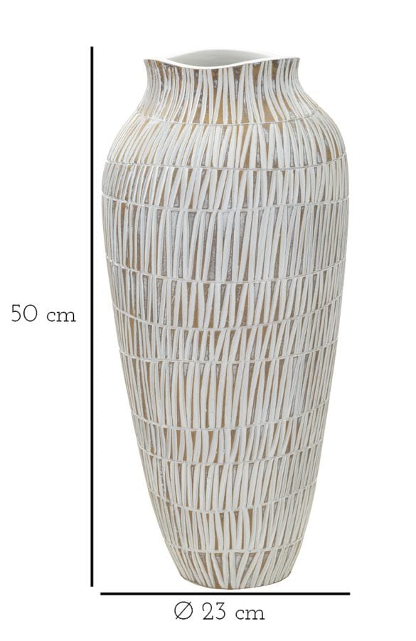 Vaza decorativa din polirasina, Stiky Auriu / Alb, Ø23xH50 cm (5)