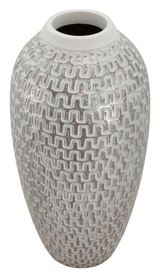 Vaza decorativa din polirasina, Wave Alb / Auriu, Ø21xH43 cm (1)