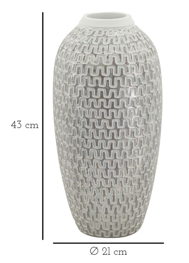 Vaza decorativa din polirasina, Wave Alb / Auriu, Ø21xH43 cm (5)