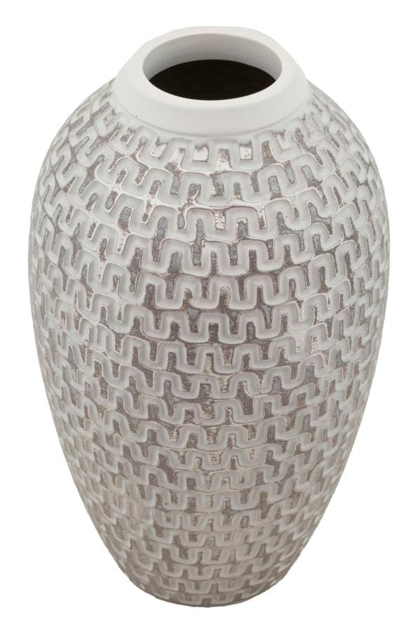 Vaza decorativa din polirasina, Wave Alb / Auriu, Ø19,5xH34 cm (1)