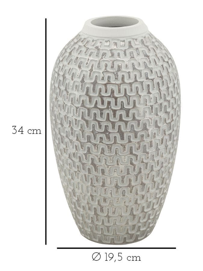 Vaza decorativa din polirasina, Wave Alb / Auriu, Ø19,5xH34 cm (5)