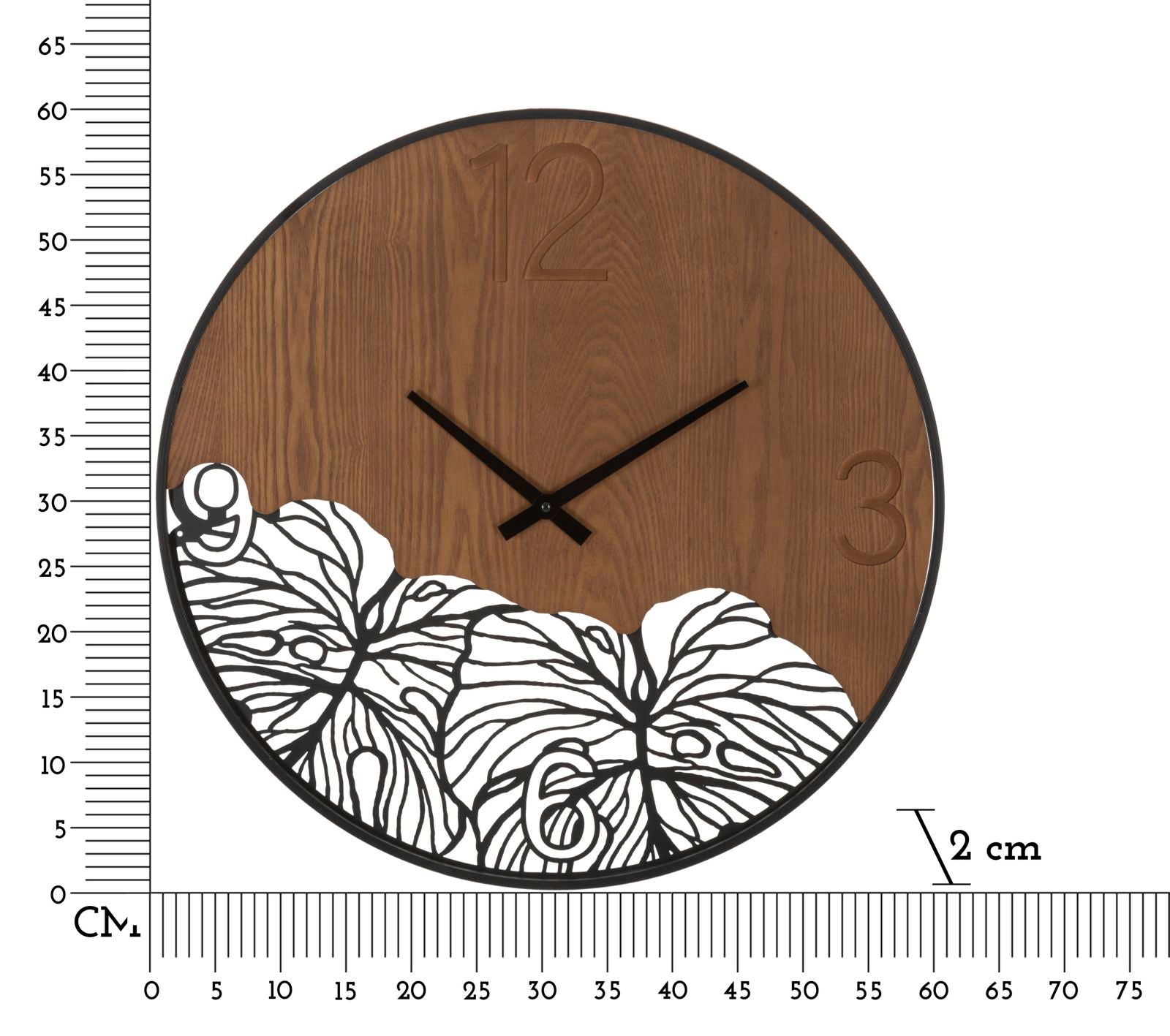 Ceas de perete Wood Negru / Maro, Ø60 cm (5)