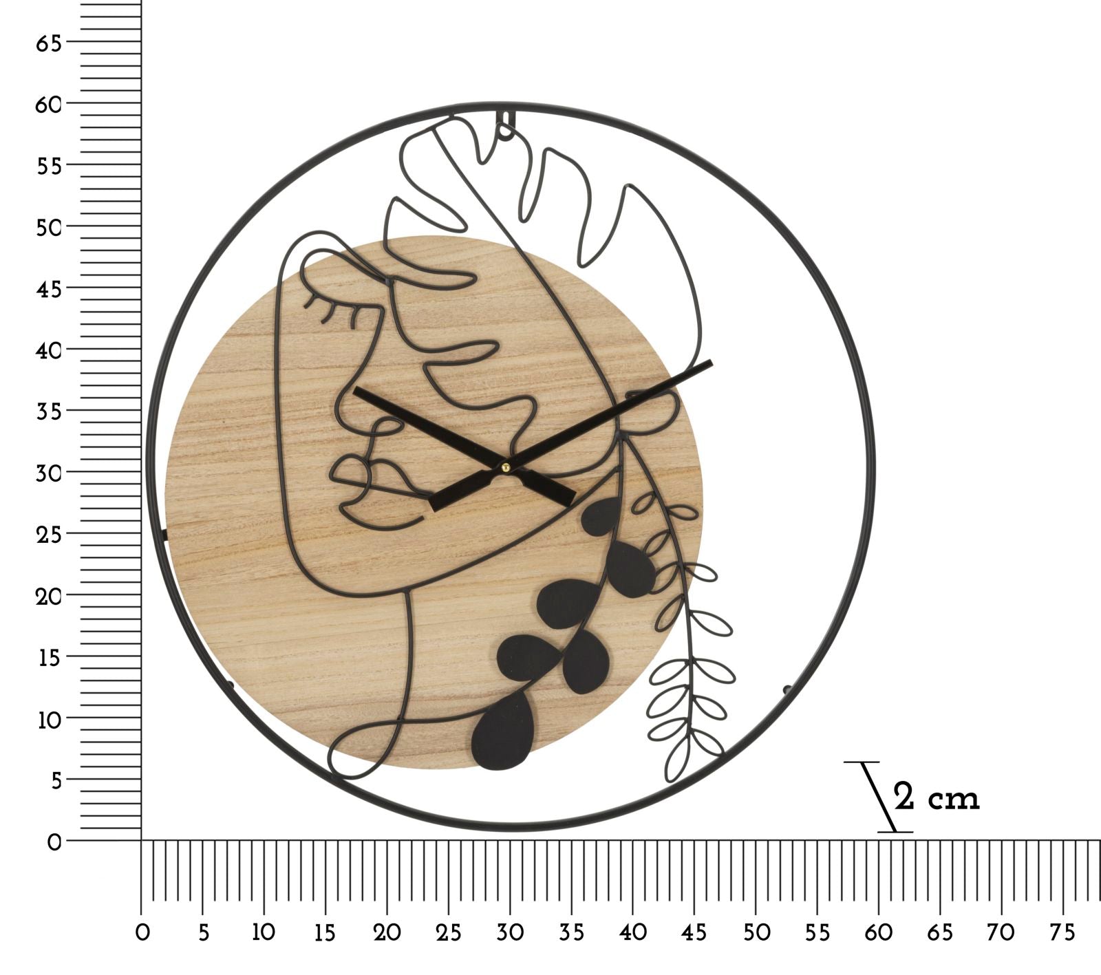 Ceas de perete Elegant -A- Negru / Maro, Ø60 cm (5)