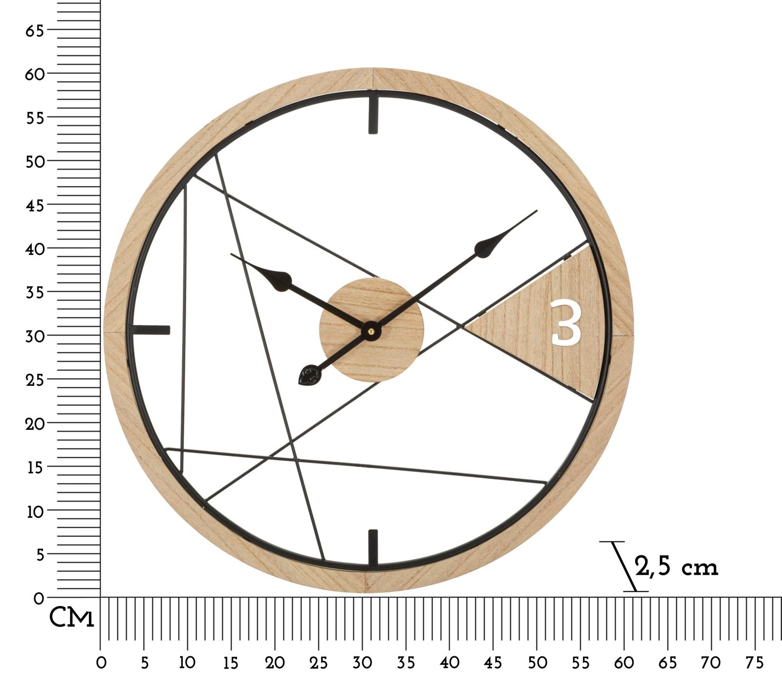 Ceas de perete Geometric Design Negru / Maro, Ø60 cm (5)